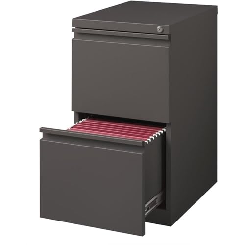 Scranton & Co 20" 2-Drawer Metal Mobile Pedestal Filing Cabinet, Espresso Finish, 27.75" H x 15" W x 19.88" D, Durable Steel Construction, Letter-Size File Storage, Hidden Casters, Locking Office - color: Espresso