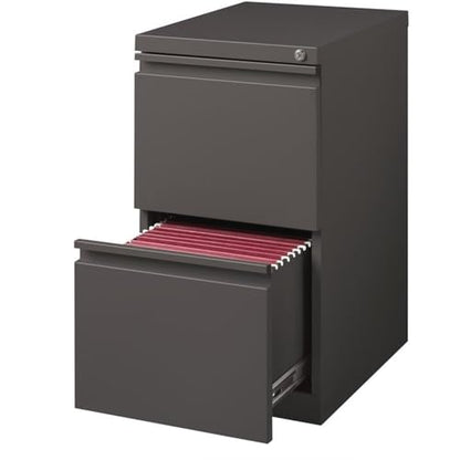 Scranton & Co 20" 2-Drawer Metal Mobile Pedestal Filing Cabinet, Espresso Finish, 27.75" H x 15" W x 19.88" D, Durable Steel Construction, Letter-Size File Storage, Hidden Casters, Locking Office - color: Espresso