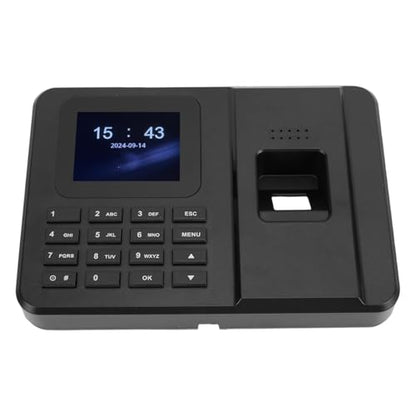 Walfront Biometric Employee Time Clock with 2.4 Inch TFT Screen and U Disk Export for Small Business Attendance Management (US Plug)