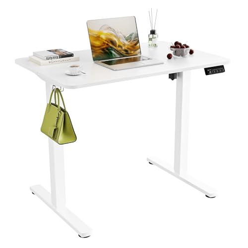 Small Standing Desk,35"x24" Height Adjustable Sit-Stand Home Office,White | Electric Adjustable Standing Desk, Sit to Stand Computer Office Desk with Splice Board, Memory Preset, Lifts 28.7''-46.5" - color: White, size: 35 inch
