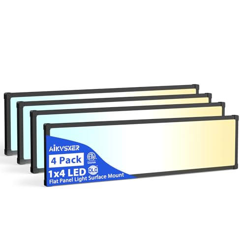 AIKVSXER 4Pack 1x4 LED Flat Panel Light, 6500LM Ultra-Bright, 30-50W Black - color: Black, size: 1x4ft-4P