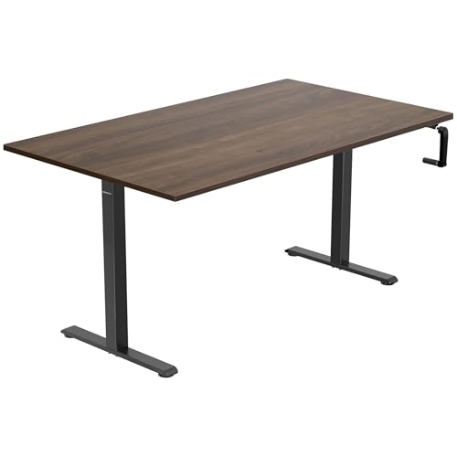 Mount-It! Hand Crank Standing Desk, 55" One-Piece Adrift Top, 132 lbs - color: Adrift
