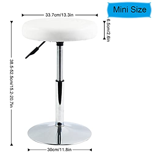 FURWOO Short Round PU Leather Shop Stool Chair Height Adjustable Step Stool Office Chair Vanity Stool Small White - color: White