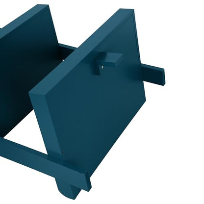 Modern 5 Tier Wall-Leaning Ladder Bookshelf, Blue, 70 Inches | Organizer, Storage Rack - color: Blue