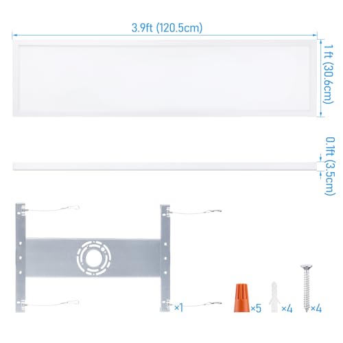 LEONLITE 50W/40W/30W 3CCT 1x4 LED Flat Panel Light, 120-277V, Surface Mount | 5500LM/4400LM/3300LM 0-10V Dimmable, 4 Ft. Ceiling Lighting Flush Mount, 3500K/4000K/5000K, Built-in Driver, UL Listed, White