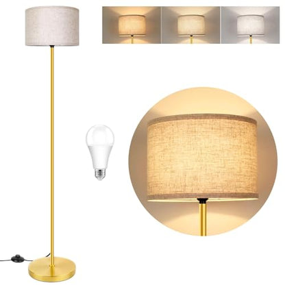 65‘’ Gold Floor Lamp, Modern Industrial Tall Floor Light for Living Room - color: Gold+Cream(Shade)