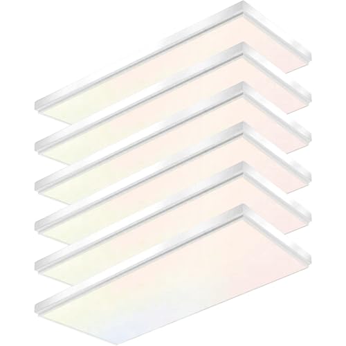 GT-Lite 2'x4' 5500 Lumen 6 Pack LED Flat Panel,Flush Mount and Drop Ceiling - color: White 6 Pack, size: 2x4 Feet