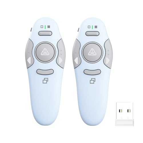 QUI 2 Pack Wireless Presenter PowerPoint Clicker, USB, Blue | RF 2.4G USB Presentation Clicker,Support PowerPoint, Google Slides, Keynote, Compatible with Windows & Mac - color: Blue, style: USB