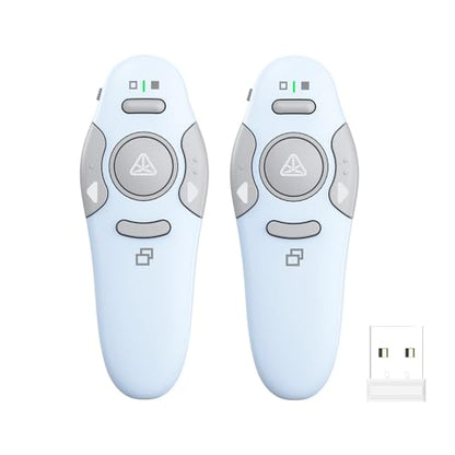 QUI 2 Pack Wireless Presenter PowerPoint Clicker, USB, Blue | RF 2.4G USB Presentation Clicker,Support PowerPoint, Google Slides, Keynote, Compatible with Windows & Mac - color: Blue, style: USB