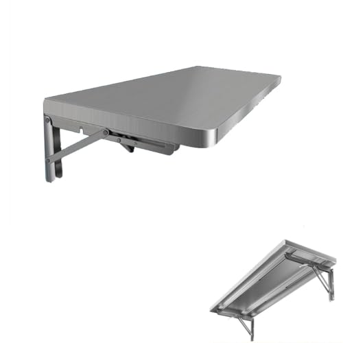 Stainless Steel Folding Wall Table Floating Desk Wall Mounted Fold Down Desk Workbench for Small Spaces Kitchen Office Balcony Laundry(70x20cm/28x8in) - size: 70x20cm/28x8in