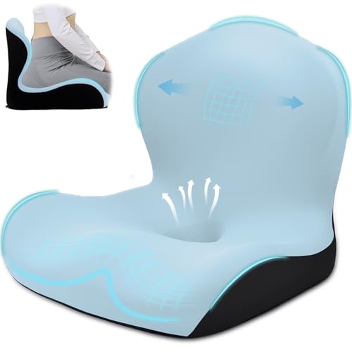 Seat Cushion, Office Chair Cushion, L-Shaped Ergonomic Car Seat Cushions, Memory Foam Chair Cushion, Lumbar Support Pillow for Wheelchair, Car, Home, Office, Desk, Blue - color: Blue