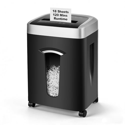Wingwise 18 Sheets Paper Shredder Heavy Duty for Home Office | 120 Mins Runtime, P-4, 7.9 gal, Shreds CDs & Credit Cards - color: Black: 18 Sheets, size: P-4 Security