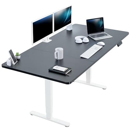 VIVO Black 71 x 36 in Standing Desk, DESK-KIT-2W7B-36 - color: Black Top / White Frame, size: 71 x 36