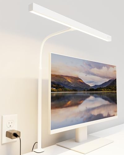 SUPERDANNY LED Desk Lamp for Office Home, 12W Eye-Caring Light with Clamp | White, Touch Control Dimmable Brightness, 3000K-6000K, 360° Adjustable Gooseneck, USB Adapter, for Reading Study Workbench - color: White, size: Desk Clamp