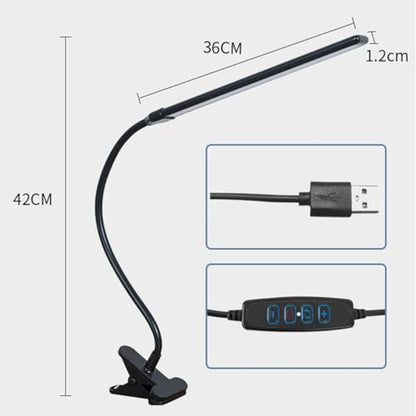 Black LED Easel Lamp Clip-On Art Light for Artists - 3 Colour Modes, 10-Level Dimmable Eye-Care Desk Lamp, Flexible 360° Gooseneck, USB Powered for Painting, Drawing, Headboards, Drafting Tables - color: Black