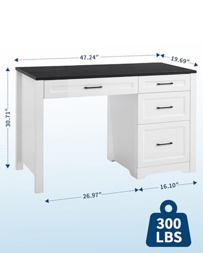 Garvee Black Farmhouse Executive Desk with File Cabinet & Storage Drawers, Space-Saving Small Home Office Desk for Bedroom - color: Black