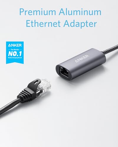Anker USB C to Ethernet Adapter, Portable USB C Type-C 1-Gigabit Network Hub, 10/100/1000 Mbps,Network Adapter for MacBook Pro, iPad Pro 2019/2018, ChromeBook, XPS, Galaxy S9/S8, and More | Aluminum, Compact, 10/100/1000Mbps, USB C Ethernet Adapter for Ma