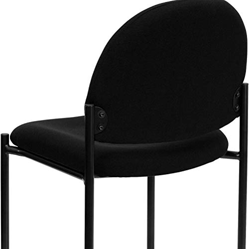 Flash Furniture Tania Comfort Black Fabric Stackable Steel Side Reception Chair | Contoured Cushions, Powder Coated Frame, Cross Braced Seat, Durable Construction, Commercial Use - color: Black Fabric