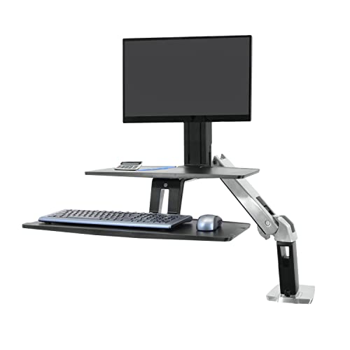 Ergotron – WorkFit-A LD Single Monitor Standing Desk Converter, Sit-Stand Workstation for Tabletops – 5 to 15 lbs, Suspended Keyboard Tray - size: 5-15 lbs, style: Suspended Keyboard Tray