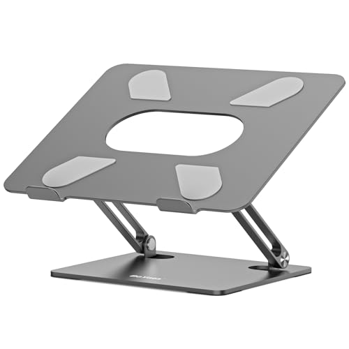 BoYata Laptop Stand, Adjustable Multi-Angle Riser, Up to 17 Inches,Gray | Sturdy alloy steel, heat-vent design and silicone pads support laptops up to 17 inches, including MacBook and Surface - color: Space Grey