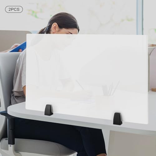 Dual Frosted Plexiglass Clamp-on Desk Privacy Panels, Acrylic Desk Dividers, Office Partitions, Pack of 2 | 30 x 18 inch