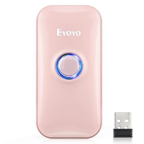Eyoyo Portable Mini 1D Bluetooth Barcode Scanner Wireless, Pink | 3-in-1 Bluetooth&USB Wired&2.4G Wireless, UPC Bar Code Reader Scanning, Work with Windows, Android, iOS, Tablets or Computers - color: Pink