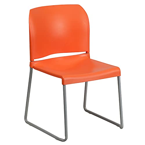 Flash Furniture Hercules Stack Chair, Orange | Sled Base, Powder Coated, Contoured, 880 LBS. Weight Capacity - color: Orange, size: Set of 1