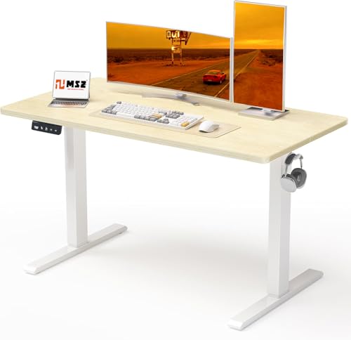 MSZ Electric Standing Desk 48x24 Inch with Memory Presets, Adjustable Height Sit to Stand Computer Desk for Home Office & Gaming, Maple - color: 1-maple