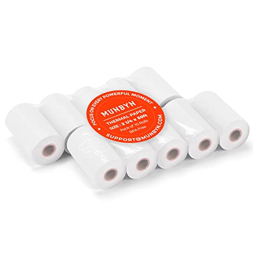 MUNBYN 2 1/4 x 50ft Thermal Paper (10 Rolls), BPA Free Receipt Paper, 58mm Thermal Receipt Papers Fits 58mm Mini Thermal POS Printer & Square Terminal Credit Card Machines - size: 2 1/4" x 50', style: 10 Rolls