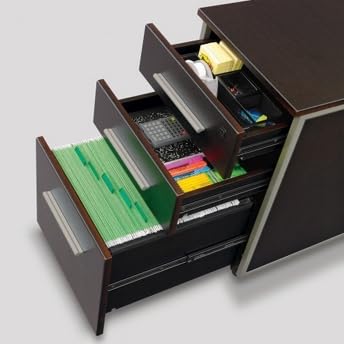 NBF File Cabinet 3 Drawer Mobile Laminate Storage Pedestal, Espresso - color: Brown