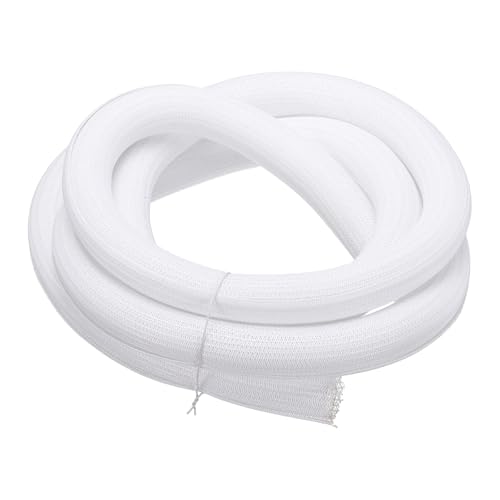 MECCANIXITY Split Sleeve Wire Loom 1-1/2" 10Ft White Self Wrapping Braided Sleeve UL94-V2 Fireproof PET Sleeving for Automotive, Home Cable Management - color: White, size: 1-1/2" x 10Ft