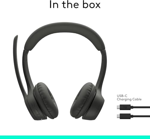Logitech Zone 300 Wireless Bluetooth Headset with Noise-Canceling Microphone, Compatible with Windows, Mac, Chrome, Linux, iOS, iPadOS, Android- Black (Renewed)