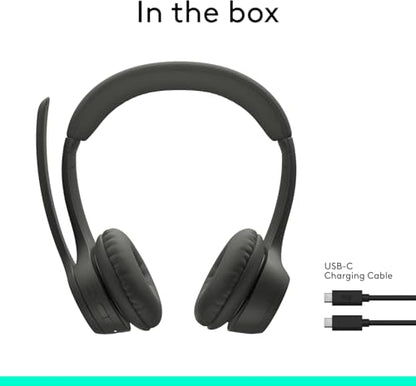 Logitech Zone 300 Wireless Bluetooth Headset with Noise-Canceling Microphone, Compatible with Windows, Mac, Chrome, Linux, iOS, iPadOS, Android- Black (Renewed)
