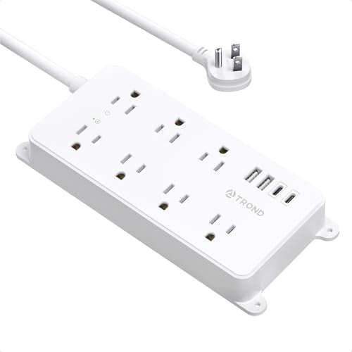 TROND Power Strip Surge Protector, ETL Listed, 1700J Surge Protection - color: White, size: 5ft, style: 7 Outlets