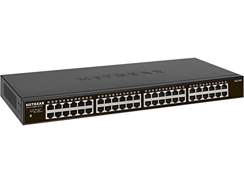 NETGEAR 48-Port Gigabit Ethernet Unmanaged Network Switch (GS348) | Essentials Model, Desktop or Rack Mount - size: 48 Port