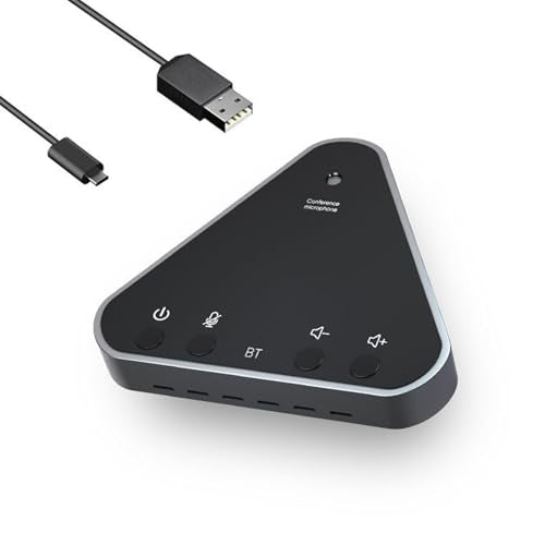 Conference Speaker and Microphone, Bluetooth Speakerphone with 360° Voice Pickup, USB-C Plug & Play, Compatible with Leading Platforms for Personal Workspaces - style: Modern