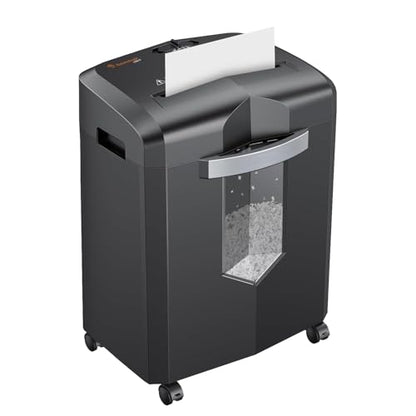 Bonsaii 12-Sheet P-4 Micro-Cut Shredder, 55-Min Continuous Use, Shreds Paper, Credit Cards & CDs, 4-Gal Transparent Bin, Mobile Casters – Black - color: Black, size: 12-Sheet | 55 min