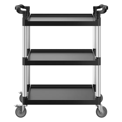 VEVOR Utility Cart, 300 lbs Load Capacity, 3-Tier Utility Plastic Cart with 360° Swivel Wheels (2 with Brakes), 24.4 x 16.1-inch Food Service Cart for Warehouse, Office, Home, Restaurant, Kitchen - style: 3 Tier-300LBS