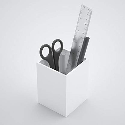 NIUBEE White Acrylic Pen Holder 4 Pack, Desktop Pencil Cup Stationery Organizer for Office Desk Accessory - color: White