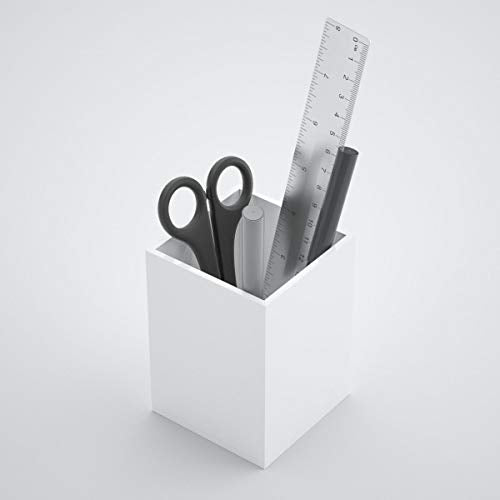 NIUBEE White Acrylic Pen Holder 4 Pack, Desktop Pencil Cup Stationery Organizer for Office Desk Accessory - color: White