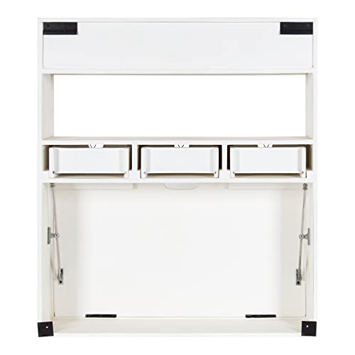 Kate and Laurel Georgie Rustic Wood Floating Desk; 26 x 6 x 30; White; Transitional Computer Desk for Home Office with Folding Design - color: White