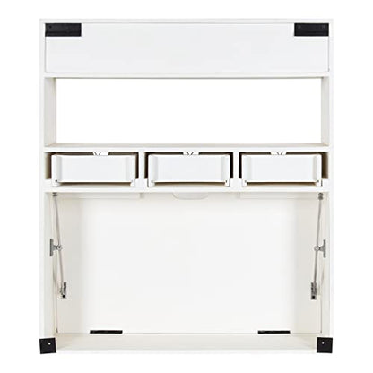 Kate and Laurel Georgie Rustic Wood Floating Desk; 26 x 6 x 30; White; Transitional Computer Desk for Home Office with Folding Design - color: White