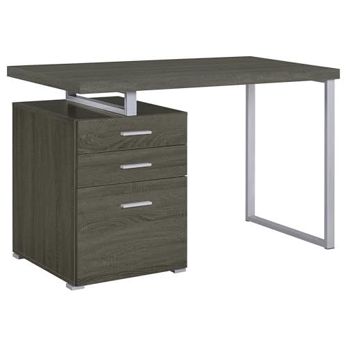 Coaster Brennan 47-Inch Rectangular 3-Drawer Desk, Weathered Grey 800520 - color: Weathered Grey