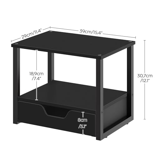 YATINEY Desktop Printer Stand, 2-Tier Printer Table with Non-Woven Drawer, Multi-Purpose Desk Organizer for Home Office, Under Desk Open Organizer Shelf, Black PS01BB - color: Black