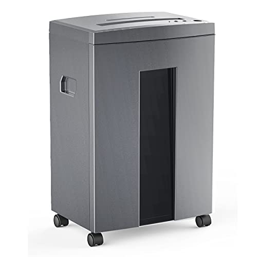 WOLVERINE SD9611 Quiet P4 Cross Cut Shredder, 18-Sheet 60 Min Gray ETL | Ultra quiet P4 cross cut shredder, 18-sheet capacity, 60 mins continuous run, P4 security, ETL certified for home & office - size: 18-Sheet Level P4-Grey