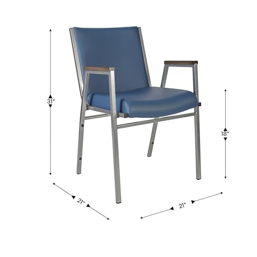 Flash Furniture Hercules Vinyl Stack Chair with Arms, Navy - color: Navy Vinyl, size: Set of 1