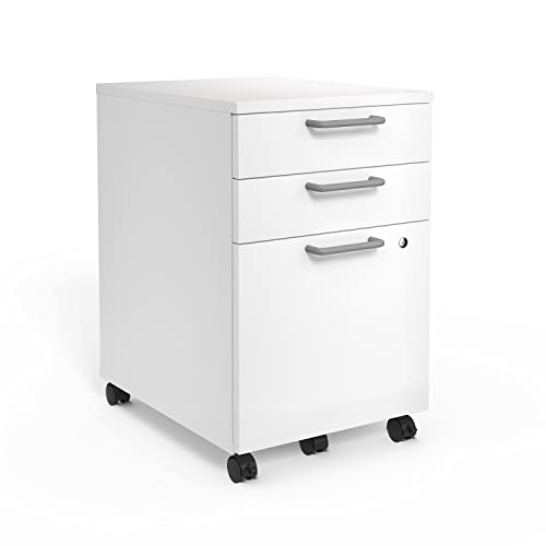 Union & Scale Mobile Pedestal File Cabinet with Wheels, 3-Drawer, Letter/Legal Compatible, White - size: 2 Pack, style: White