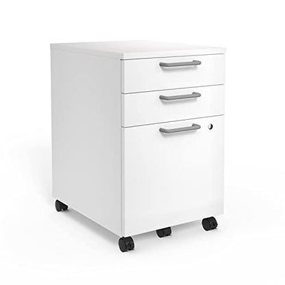 Union & Scale Mobile Pedestal File Cabinet with Wheels, 3-Drawer, Letter/Legal Compatible, White - size: 2 Pack, style: White