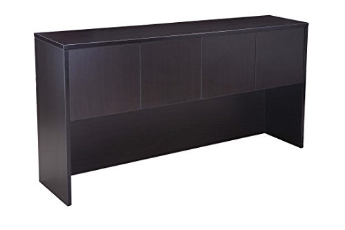 Boss Office Products Holland 71" Executive U-Shape Desk with File Storage Pedestal and Hutch, Mocha