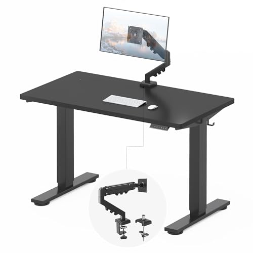 FLEXISPOT EN2 48"x24" Standing Desk Bundle with Monitor Mount, Black - color: Black Frame + Black Top, size: 48x24 | Monitor Arm